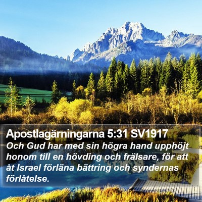 Apostlagärningarna 5:31 SV1917 Bible Verse Image
