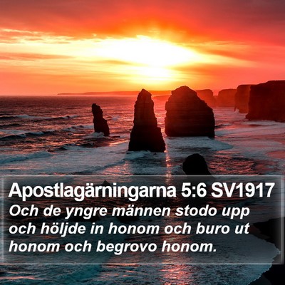 Apostlagärningarna 5:6 SV1917 Bible Verse Image