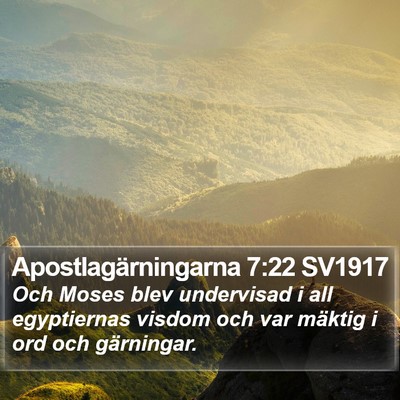 Apostlagärningarna 7:22 SV1917 Bible Verse Image