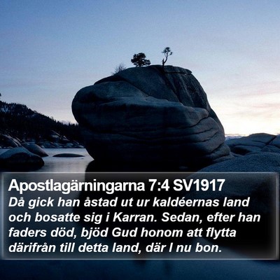 Apostlagärningarna 7:4 SV1917 Bible Verse Image