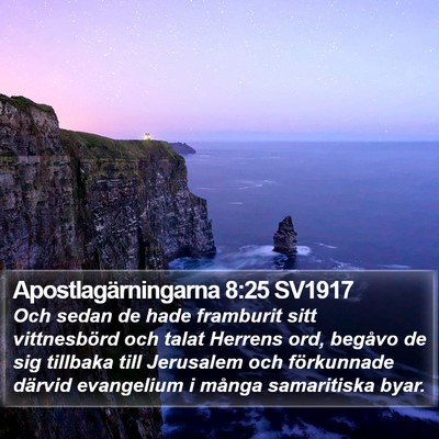 Apostlagärningarna 8:25 SV1917 Bible Verse Image