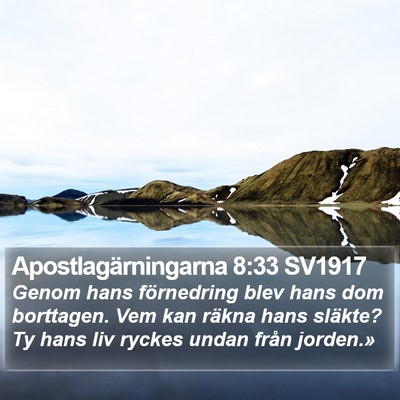 Apostlagärningarna 8:33 SV1917 Bible Verse Image