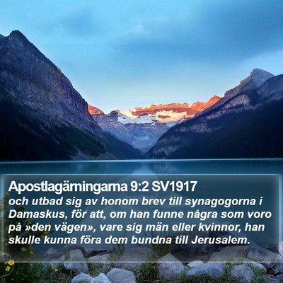 Apostlagärningarna 9:2 SV1917 Bible Verse Image
