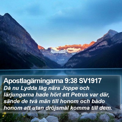 Apostlagärningarna 9:38 SV1917 Bible Verse Image