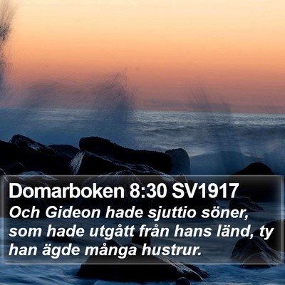 Domarboken 8:30 SV1917 Bible Verse Image