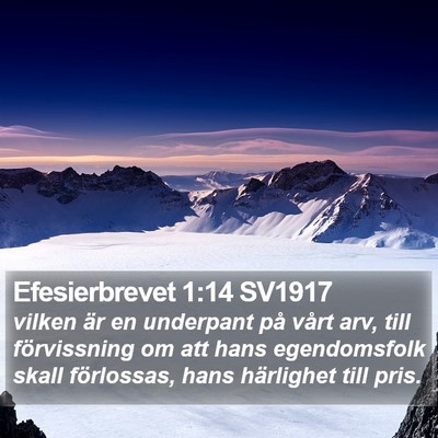 Efesierbrevet 1:14 SV1917 Bible Verse Image