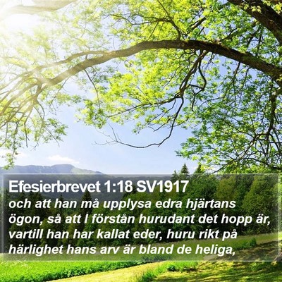 Efesierbrevet 1:18 SV1917 Bible Verse Image