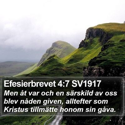 Efesierbrevet 4:7 SV1917 Bible Verse Image