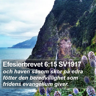 Efesierbrevet 6:15 SV1917 Bible Verse Image
