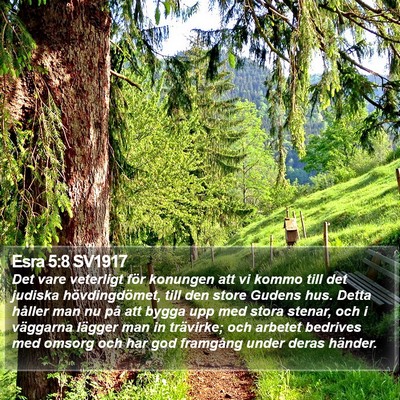 Esra 5:8 SV1917 Bible Verse Image