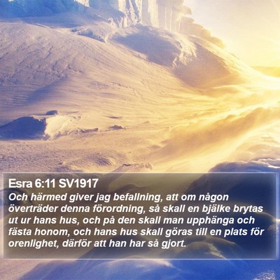 Esra 6:11 SV1917 Bible Verse Image