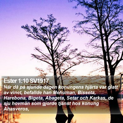 Ester 1:10 SV1917 Bible Verse Image