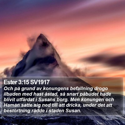 Ester 3:15 SV1917 Bible Verse Image