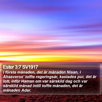 Ester 3:7 SV1917 Bible Verse Image