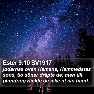 Ester 9:10 SV1917 Bible Verse Image