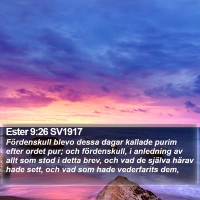 Ester 9:26 SV1917 Bible Verse Image