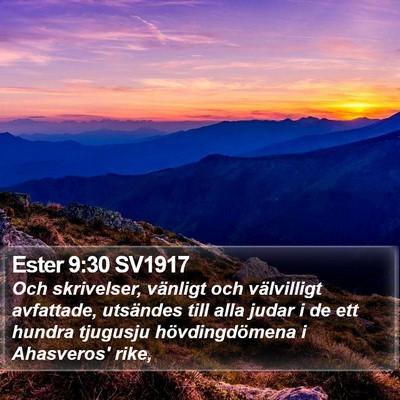 Ester 9:30 SV1917 Bible Verse Image