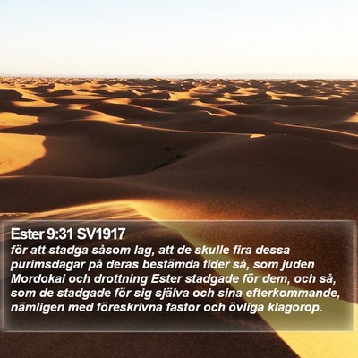 Ester 9:31 SV1917 Bible Verse Image