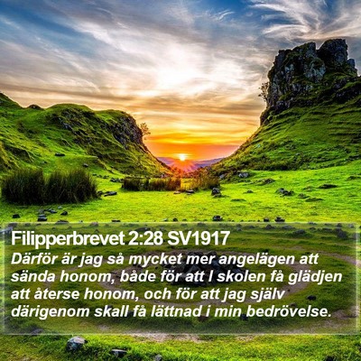 Filipperbrevet 2:28 SV1917 Bible Verse Image