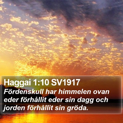 Haggai 1:10 SV1917 Bible Verse Image