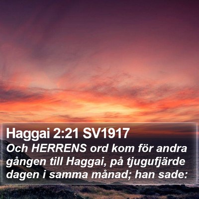 Haggai 2:21 SV1917 Bible Verse Image