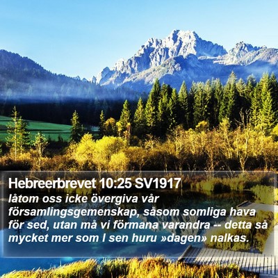 Hebreerbrevet 10:25 SV1917 Bible Verse Image