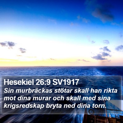Hesekiel 26:9 SV1917 Bible Verse Image