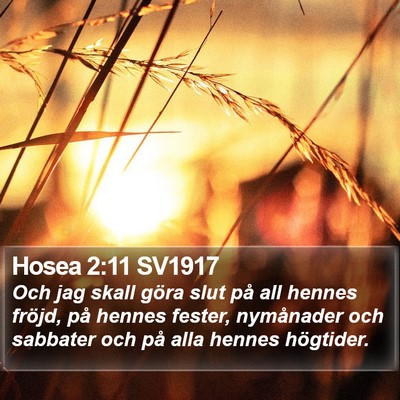 Hosea 2:11 SV1917 Bible Verse Image