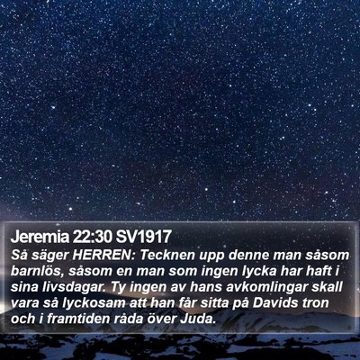 Jeremia 22:30 SV1917 Bible Verse Image
