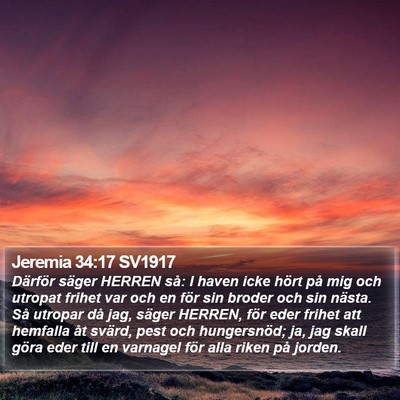 Jeremia 34:17 SV1917 Bible Verse Image