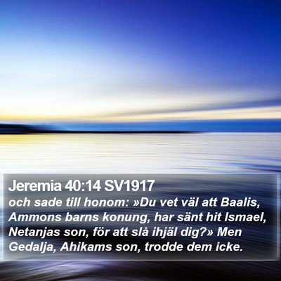 Jeremia 40:14 SV1917 Bible Verse Image