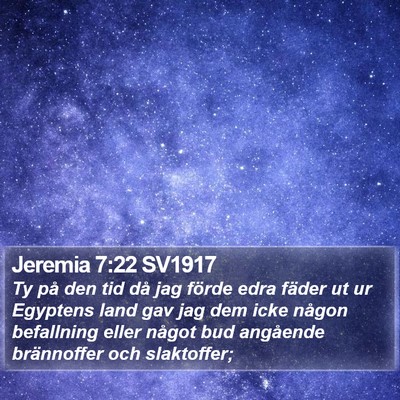 Jeremia 7:22 SV1917 Bible Verse Image