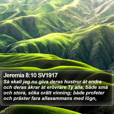 Jeremia 8:10 SV1917 Bible Verse Image