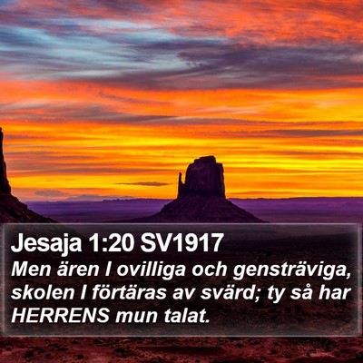 Jesaja 1:20 SV1917 Bible Verse Image