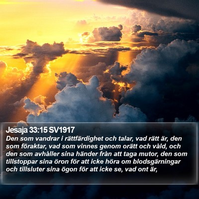 Jesaja 33:15 SV1917 Bible Verse Image