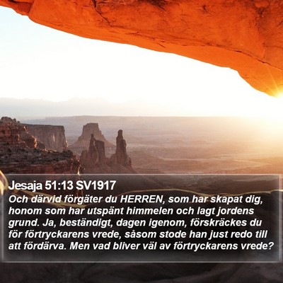 Jesaja 51:13 SV1917 Bible Verse Image