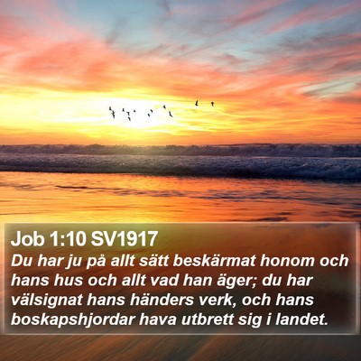 Job 1:10 SV1917 Bible Verse Image