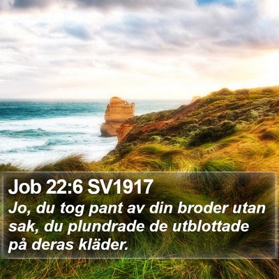 Job 22:6 SV1917 Bible Verse Image