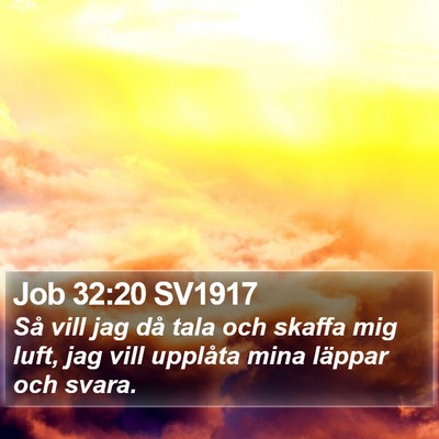 Job 32:20 SV1917 Bible Verse Image