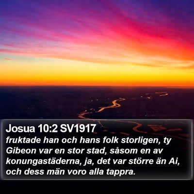 Josua 10:2 SV1917 Bible Verse Image