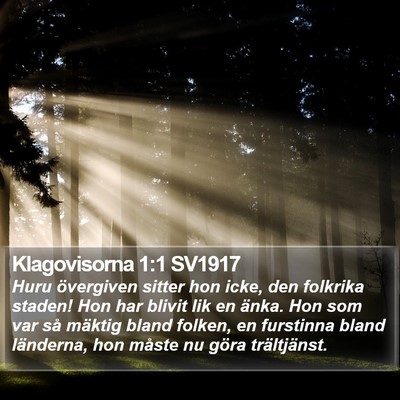 Klagovisorna 1:1 SV1917 Bible Verse Image