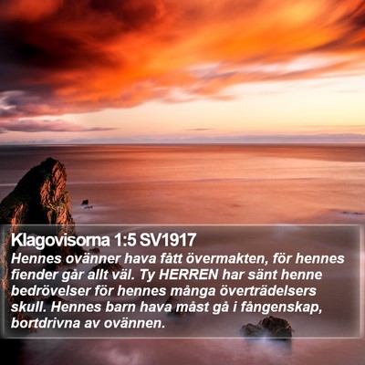 Klagovisorna 1:5 SV1917 Bible Verse Image