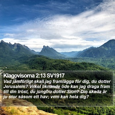 Klagovisorna 2:13 SV1917 Bible Verse Image