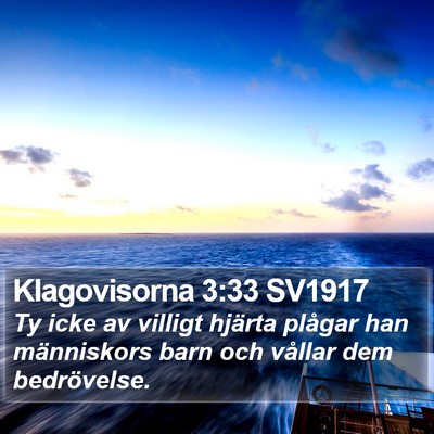 Klagovisorna 3:33 SV1917 Bible Verse Image