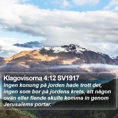 Klagovisorna 4:12 SV1917 Bible Verse Image