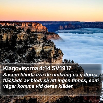 Klagovisorna 4:14 SV1917 Bible Verse Image