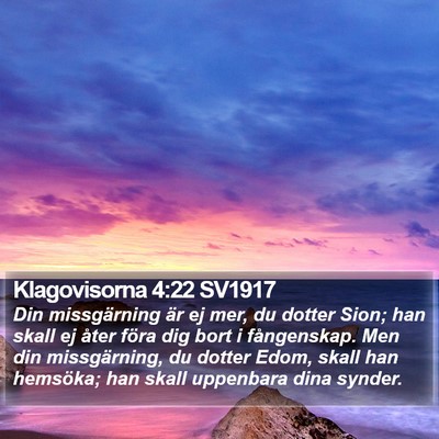 Klagovisorna 4:22 SV1917 Bible Verse Image