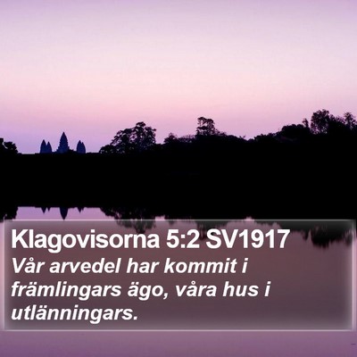 Klagovisorna 5:2 SV1917 Bible Verse Image