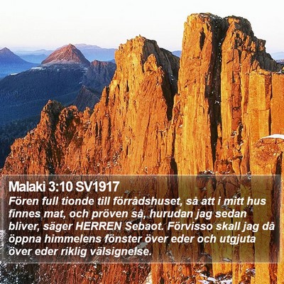 Malaki 3:10 SV1917 Bible Verse Image