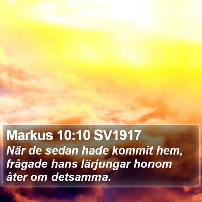 Markus 10:10 SV1917 Bible Verse Image